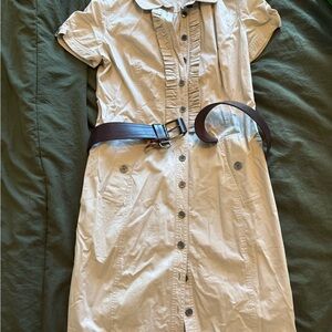 Burberry Cotton Light Tan Button-Up Dress